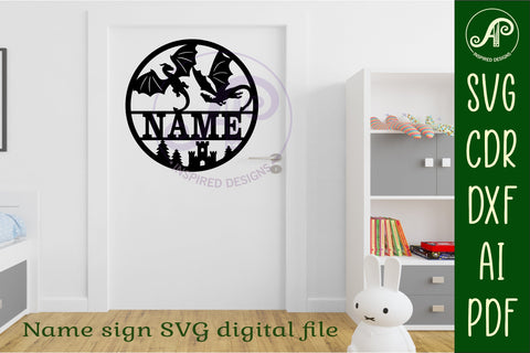Dragons name wall art sign, SVG file SVG APInspireddesigns 