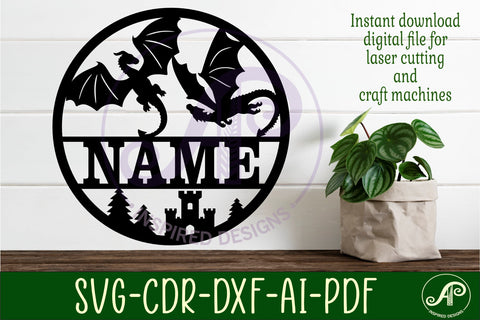 Dragons name wall art sign, SVG file SVG APInspireddesigns 