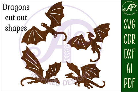 Dragons Silhouette laser cut shape SVG 1 SVG APInspireddesigns 