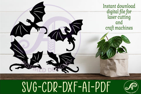 Dragons Silhouette laser cut shape SVG 1 SVG APInspireddesigns 