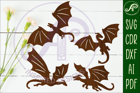Dragons Silhouette laser cut shape SVG 1 SVG APInspireddesigns 