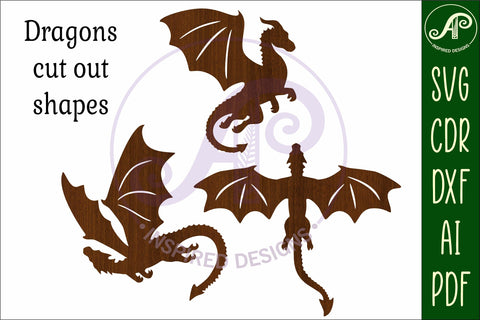 Dragons Silhouette laser cut shape SVG 2 SVG APInspireddesigns 