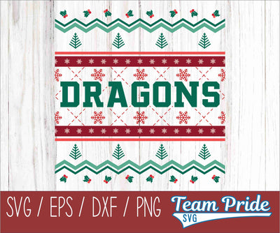 Dragons Ugly Christmas Sweater Festive Holiday Design SVG, EPS, DXF, PNG SVG Team Pride SVG 