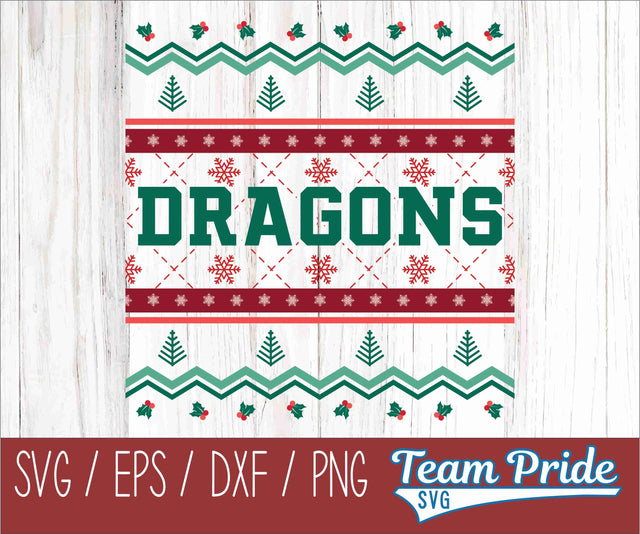 Dragons Ugly Christmas Sweater Festive Holiday Design SVG, EPS, DXF, PNG SVG Team Pride SVG 