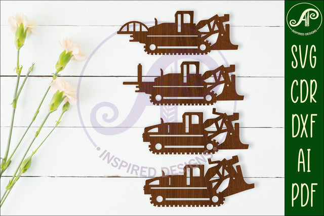 Drainage plow vehicle Silhouette laser cut shape SVG APInspireddesigns 