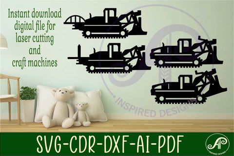 Drainage plow vehicle Silhouette laser cut shape SVG APInspireddesigns 