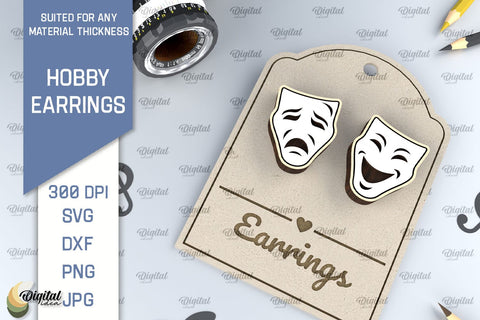 Drama Earrings Laser Cut Design. Hobby Earrings SVG SVG Evgenyia Guschina 