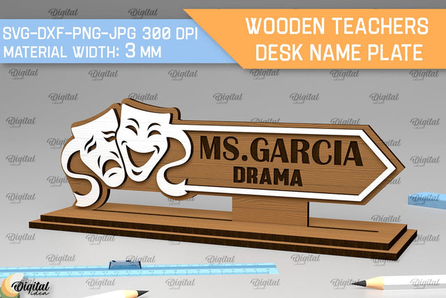 Drama Teacher Desk Name Plate Laser Cut. Desk Sign SVG SVG Evgenyia Guschina 