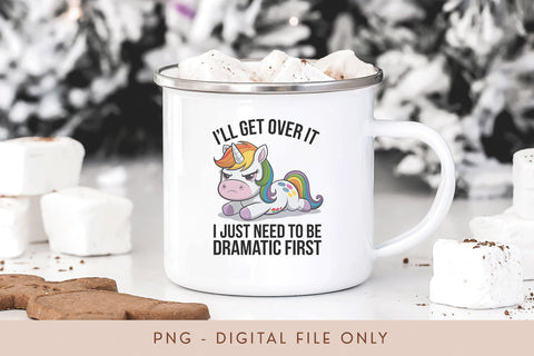 Dramatic Unicorn PNG - Cute Grumpy Unicorn Shirt Design Sublimation BijouBay 