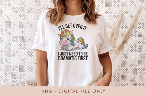 Dramatic Unicorn PNG - Cute Grumpy Unicorn Shirt Design Sublimation BijouBay 