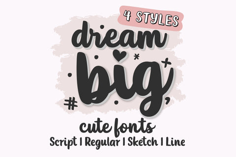 Dream Big Font Bundle | Cute Handwritten Script Fonts SVG TonisArtStudio 