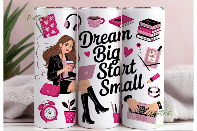 Dream Big Tumbler Wrap PNG Sublimation PixelChick 