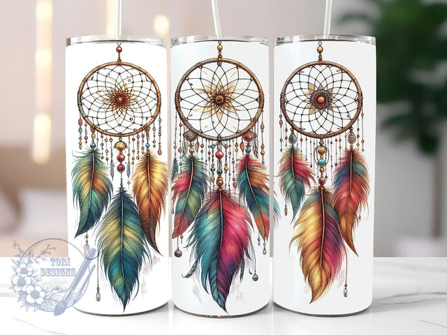 Dream Catcher 20oz Skinny Tumbler, Boho Tumbler Png, Straight & Tapered Tumbler Wrap, Instant Digital Download Sublimation ToriDesigns 
