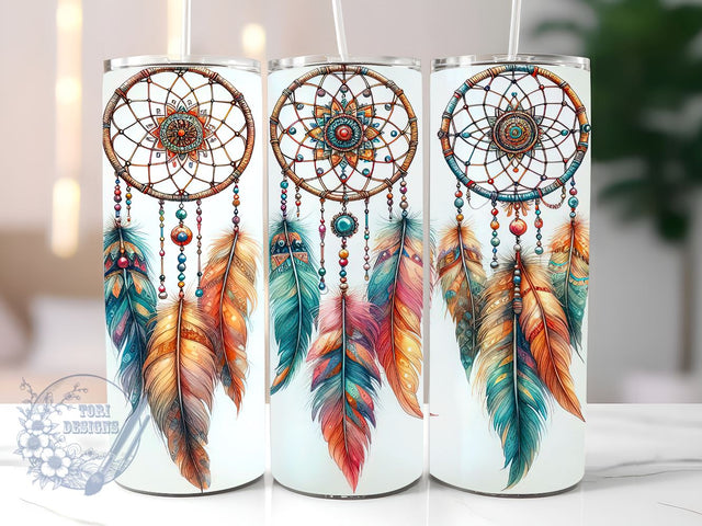 Dream Catcher 20oz Skinny Tumbler, Boho Tumbler Png, Straight & Tapered Tumbler Wrap, Instant Digital Download Sublimation ToriDesigns 