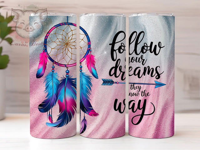 Dream Catcher Boho Inspirational Tumbler, Inspirational Tumbler, Boho Tumbler, Spiritual Tumbler, Motivational Tumbler, 20oz Sublimation Wrap, Feather Tumbler Sublimation Lara' s Designs 