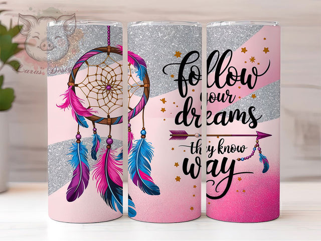 Dream Catcher Boho Inspirational Tumbler, Inspirational Tumbler, Boho Tumbler, Spiritual Tumbler, Motivational Tumbler, 20oz Sublimation Wrap, Feather Tumbler Sublimation Lara' s Designs 