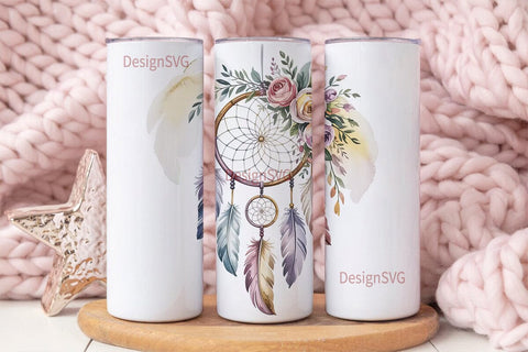 Dream Catcher Floral 20oz Tumbler Wrap Sublimation DesignSVG 