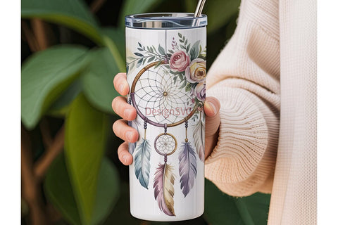 Dream Catcher Floral 20oz Tumbler Wrap Sublimation DesignSVG 