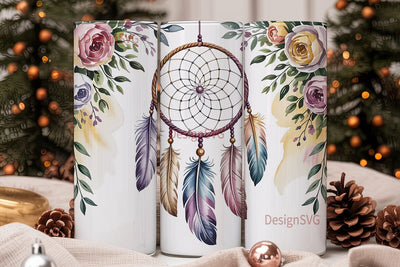 Dream Catcher Floral 20oz Tumbler Wrap Sublimation DesignSVG 