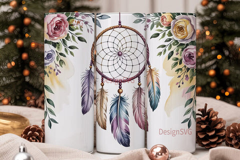 Dream Catcher Floral 20oz Tumbler Wrap Sublimation DesignSVG 