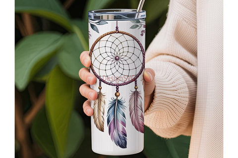 Dream Catcher Floral 20oz Tumbler Wrap Sublimation DesignSVG 