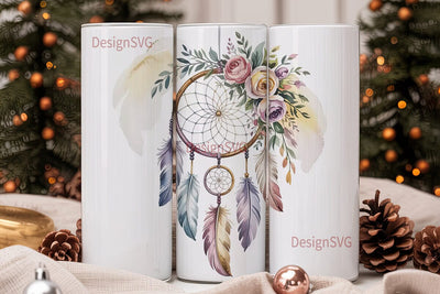 Dream Catcher Floral 20oz Tumbler Wrap Sublimation DesignSVG 