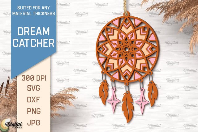 Dream Catcher Laser Cut. Layered Mandala Dream Catcher SVG SVG Evgenyia Guschina 