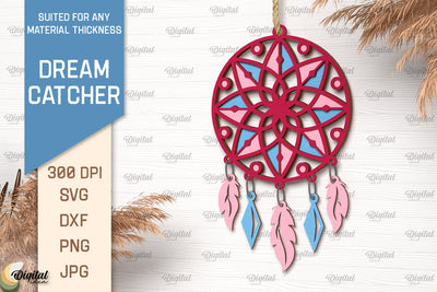 Dream Catcher Laser Cut. Layered Mandala Dream Catcher SVG SVG Evgenyia Guschina 