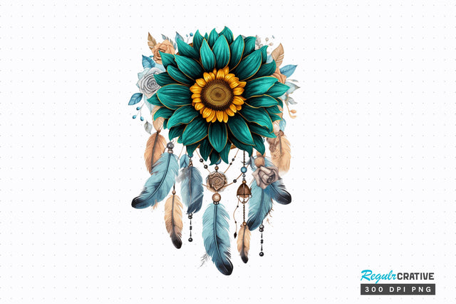 Dream catcher sunflower clipart Sublimation Design Sublimation Regulrcrative 