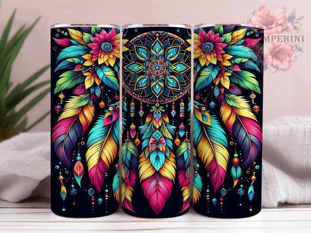 Dream Catcher Tumbler, Boho Decor, Sublimation Wrap, 20oz Tumbler, Bohemian Gift, Ethnic Style, Spiritual Drinkware Sublimation Li Zamperini 