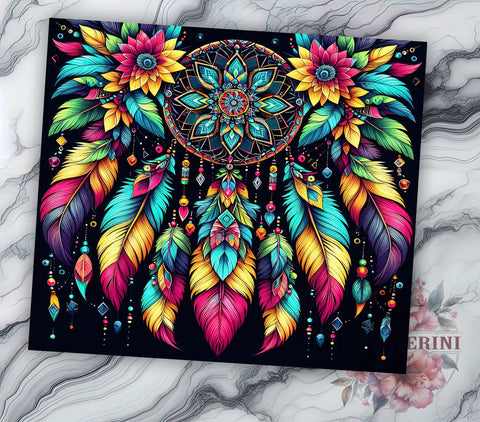 Dream Catcher Tumbler, Boho Decor, Sublimation Wrap, 20oz Tumbler, Bohemian Gift, Ethnic Style, Spiritual Drinkware Sublimation Li Zamperini 