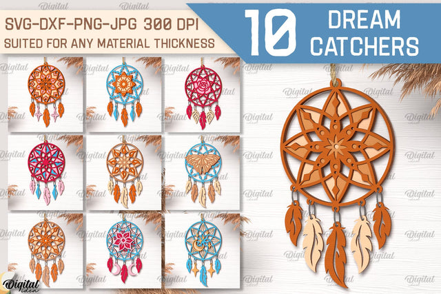 Dream Catchers Laser Cut Bundle. Layered Mandala SVG SVG Evgenyia Guschina 