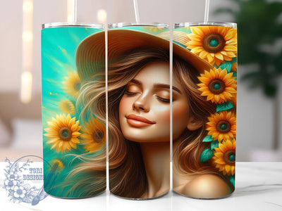Dream Girl Sunflower Tumbler, Dream Girl, Floral Design, Sublimation Art, 20oz Tumbler, Bold Pattern, Nature Theme Sublimation ToriDesigns 