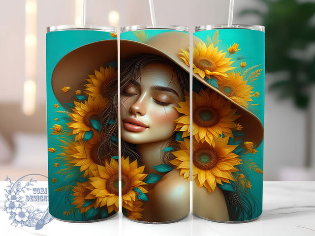 Dream Girl Sunflower Tumbler, Dream Girl, Floral Design, Sublimation Art, 20oz Tumbler, Bold Pattern, Nature Theme Sublimation ToriDesigns 