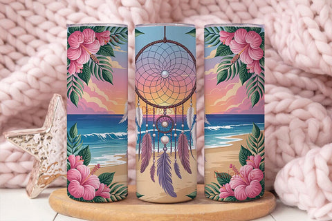 Dreamcatcher Beach Sunset 20oz Tumbler Sublimation DesignSVG 