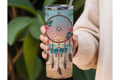 Dreamcatcher Beach Sunset 20oz Tumbler Sublimation DesignSVG 