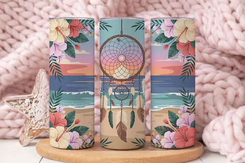 Dreamcatcher Beach Sunset 20oz Tumbler Sublimation DesignSVG 