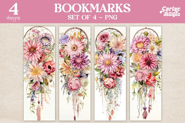 DreamCatcher Bookmarks, Flowers Bookmark Sublimation Carla C Designs 