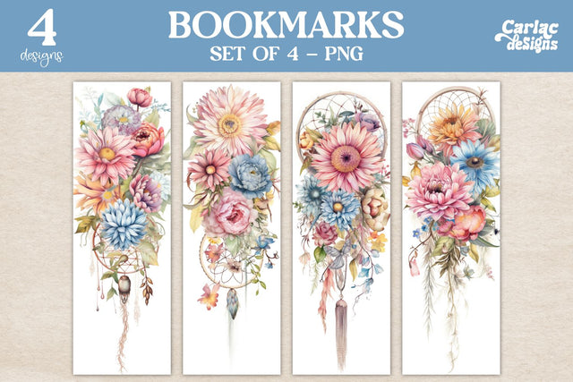 DreamCatcher Bookmarks, Flowers Bookmark Sublimation Carla C Designs 