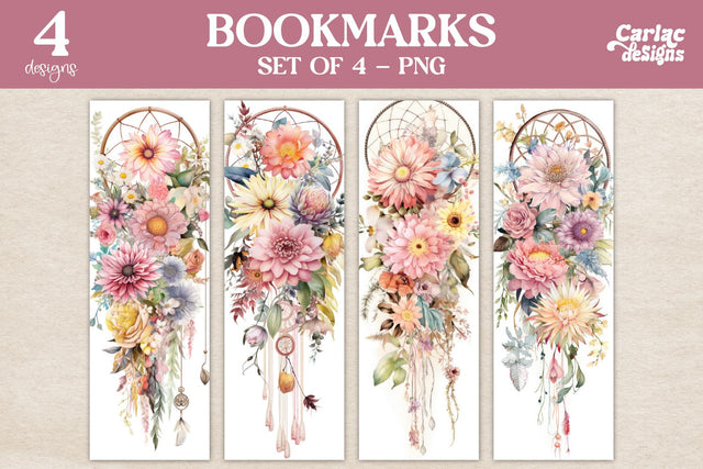 DreamCatcher Bookmarks, Flowers Bookmark Sublimation Carla C Designs 