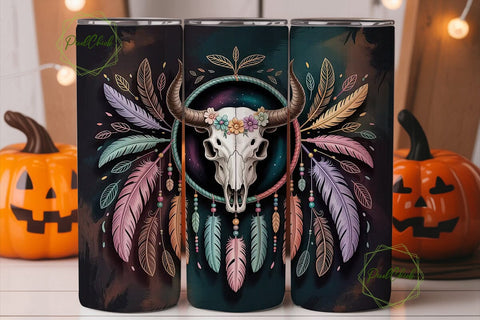 Dreamcatcher Bull Skull 20oz Tumbler Sublimation PixelChick 