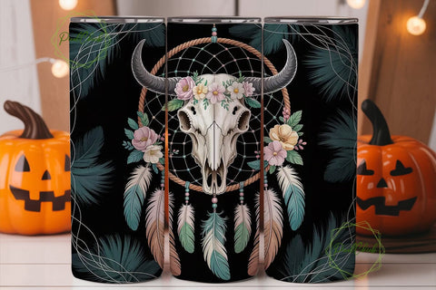 Dreamcatcher Bull Skull 20oz Tumbler Sublimation PixelChick 