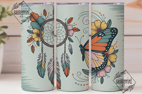 Dreamcatcher Butterfly 20oz Tumbler Wrap Sublimation sassyprint 
