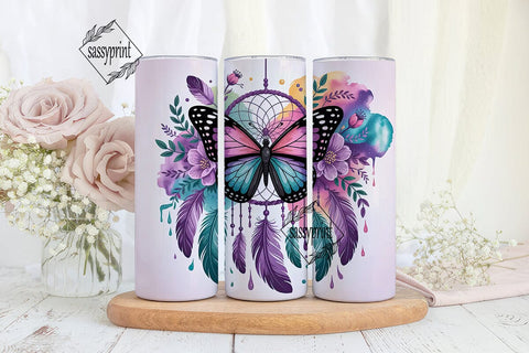 Dreamcatcher Butterfly 20oz Tumbler Wrap Sublimation sassyprint 