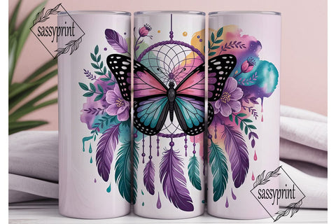Dreamcatcher Butterfly 20oz Tumbler Wrap Sublimation sassyprint 