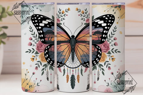 Dreamcatcher Butterfly 20oz Tumbler Wrap Sublimation sassyprint 