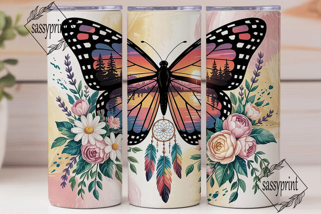 Dreamcatcher Butterfly 20oz Tumbler Wrap Sublimation sassyprint 