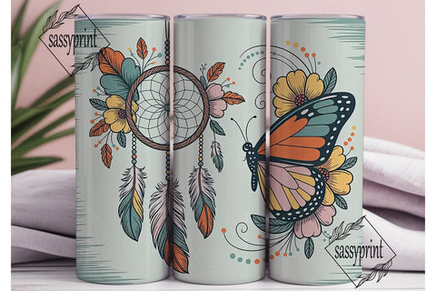 Dreamcatcher Butterfly 20oz Tumbler Wrap Sublimation sassyprint 