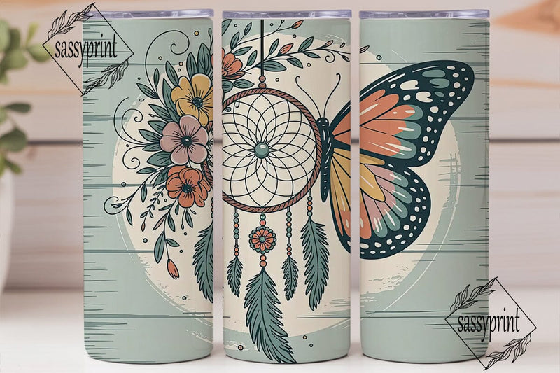 Dreamcatcher Butterfly 20oz Tumbler Wrap Sublimation sassyprint 