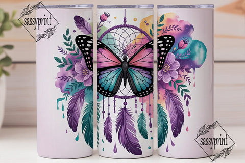 Dreamcatcher Butterfly 20oz Tumbler Wrap Sublimation sassyprint 